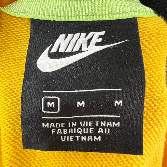 NIKE Yellow Green Cropped Sweatshirt Cotton Snap Detachable Sleeve Size Medium M - Picture 12 of 14